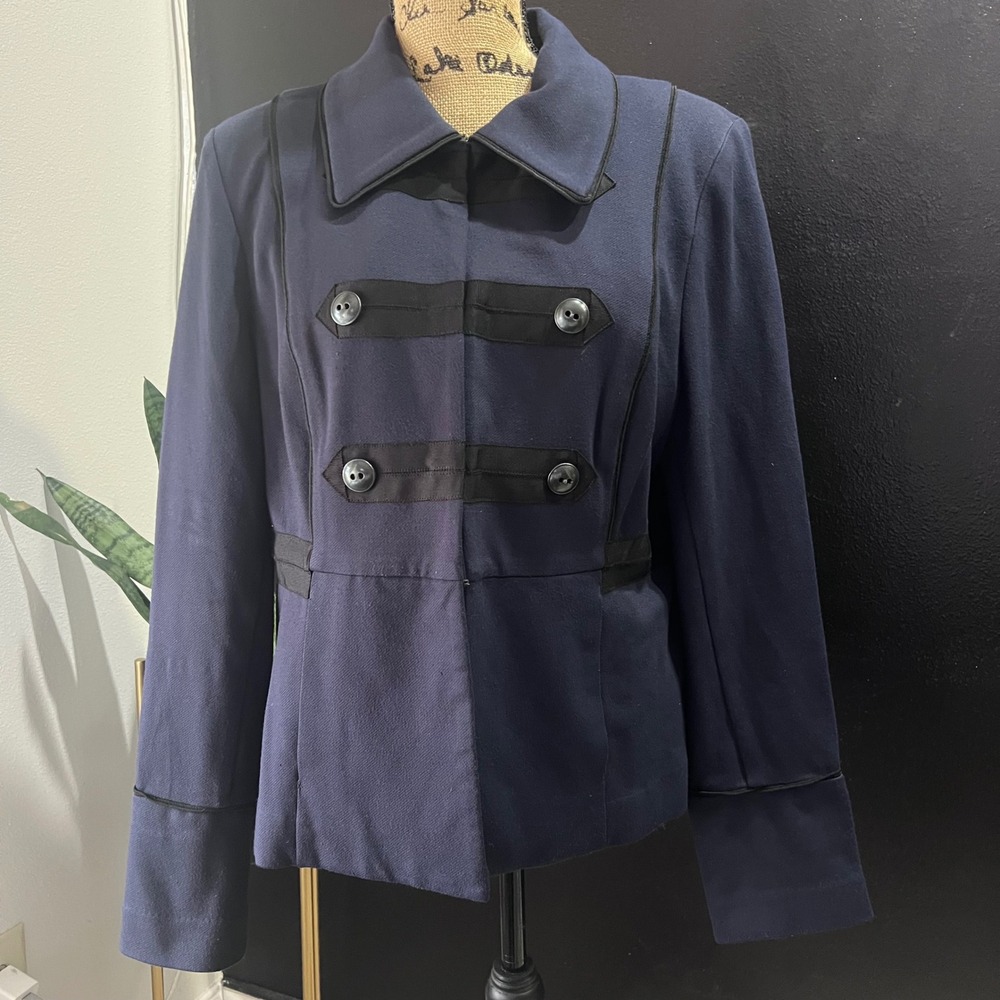Cabi Admiral Jacket Navy Blue Military Style Button Blazer Women Large Victorian